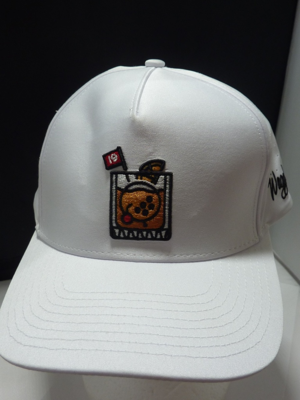 Waggle 19th Hole Embroidered Snapback Golf Hat White NEW